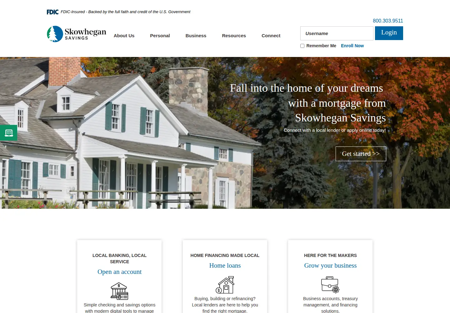 Captured homepage of skowhegansavings.com in the current scan