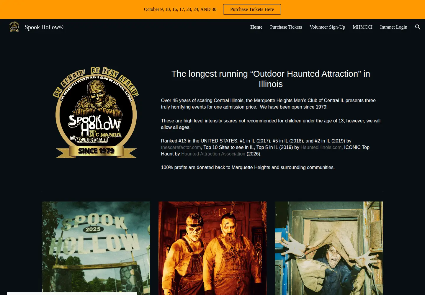 Captured homepage of spook-hollow.com in the current scan
