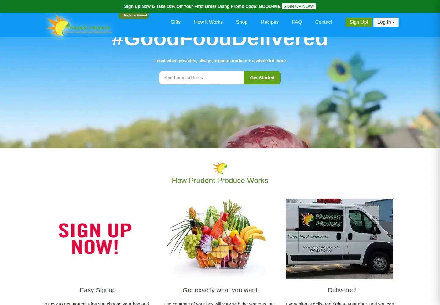 Captured homepage of prudentproduce.net in the current scan