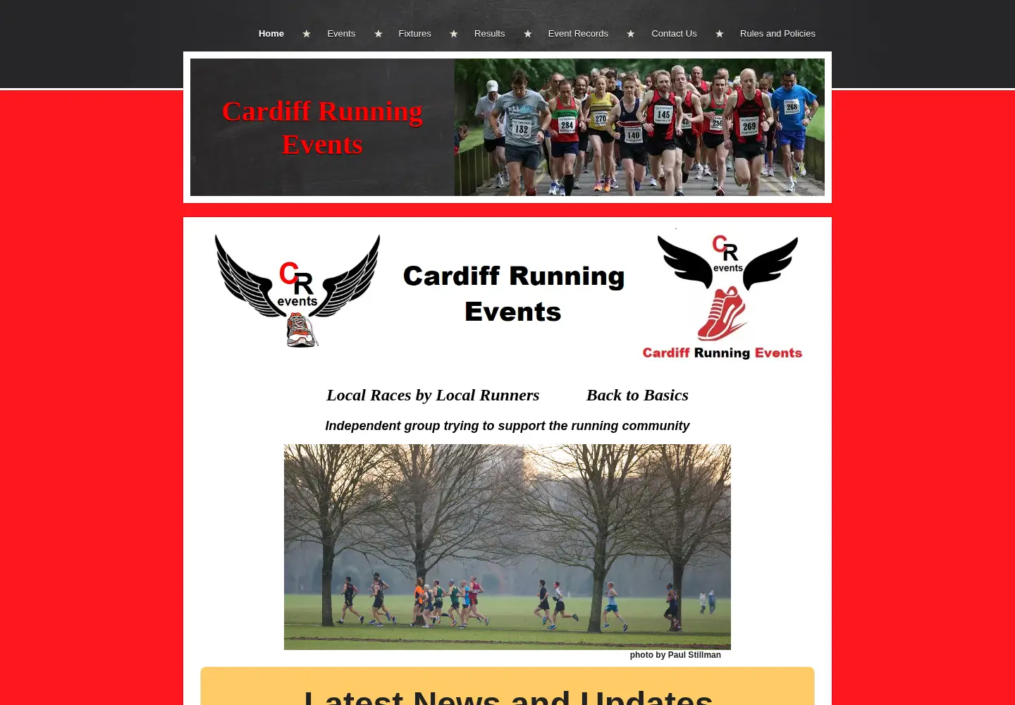 Screenshot of cardiffrunningevents.org