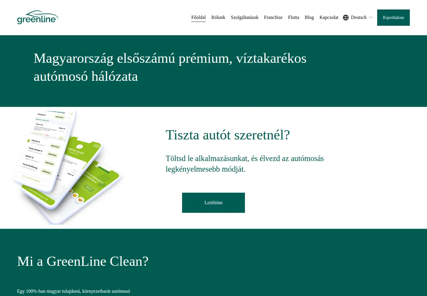 Captured homepage of greenlineclean.com in the current scan