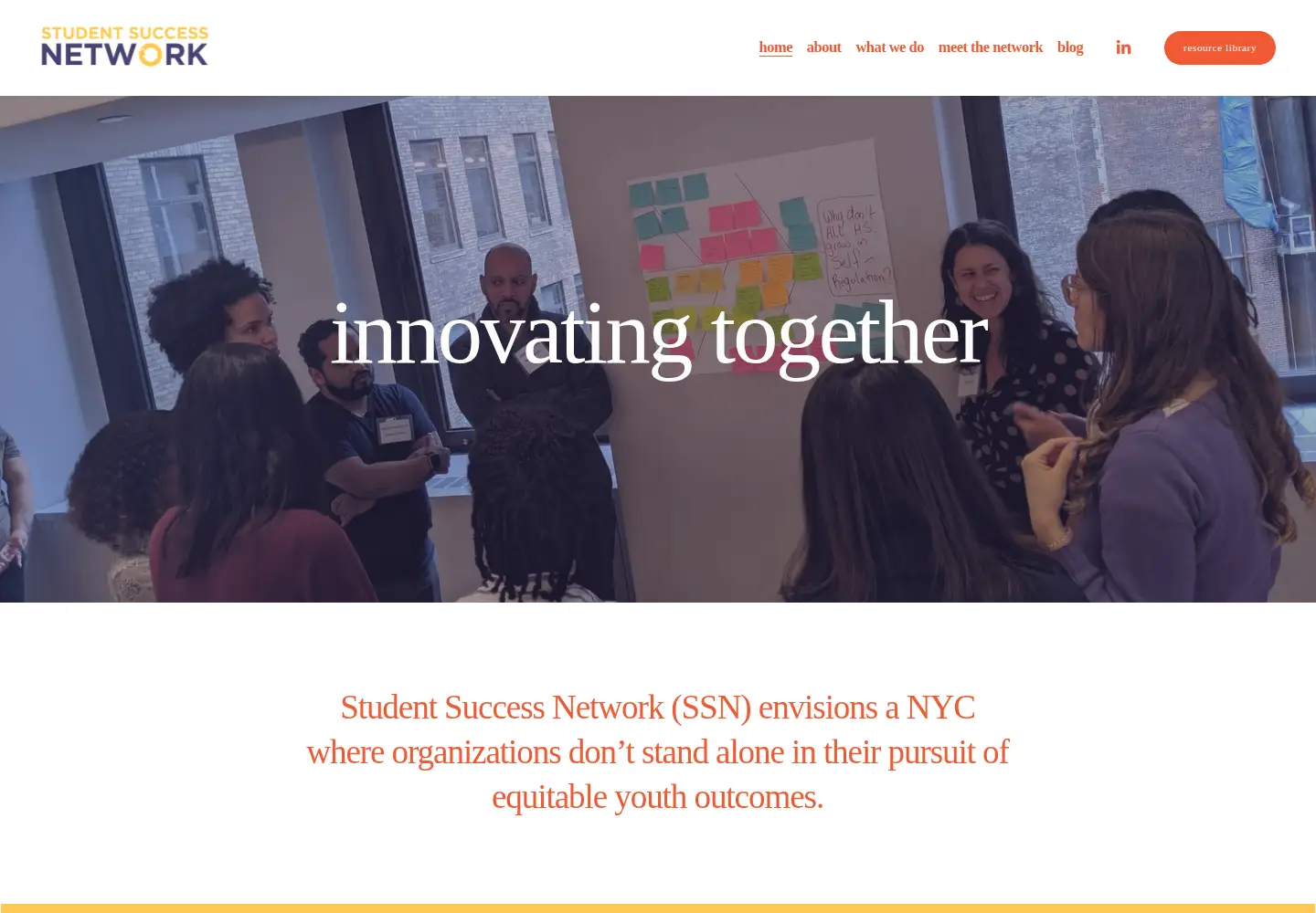 Captured homepage of studentsuccessnetwork.org in the current scan