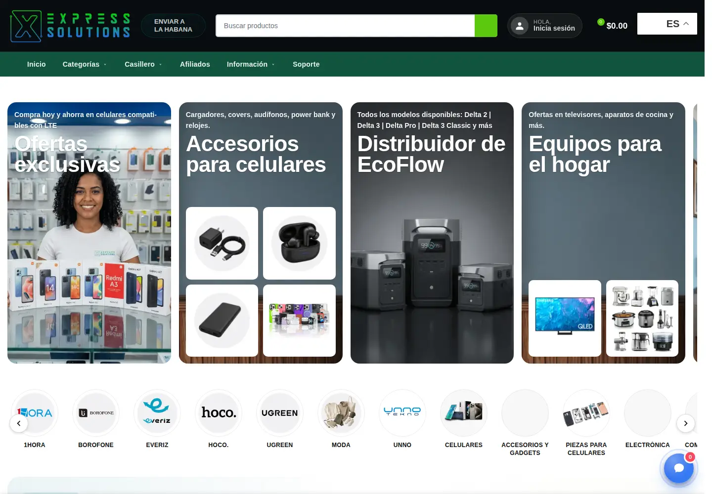 Captured homepage of expresssolutionscuba.com in the current scan