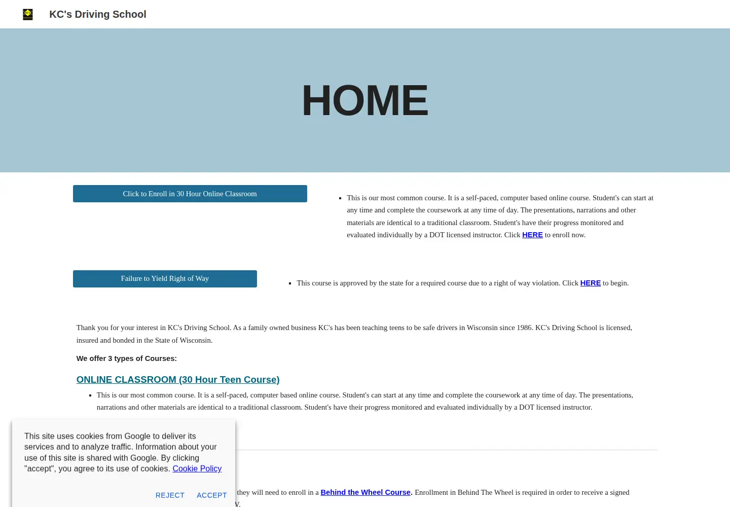 Screenshot of kcsdrivingschool.com
