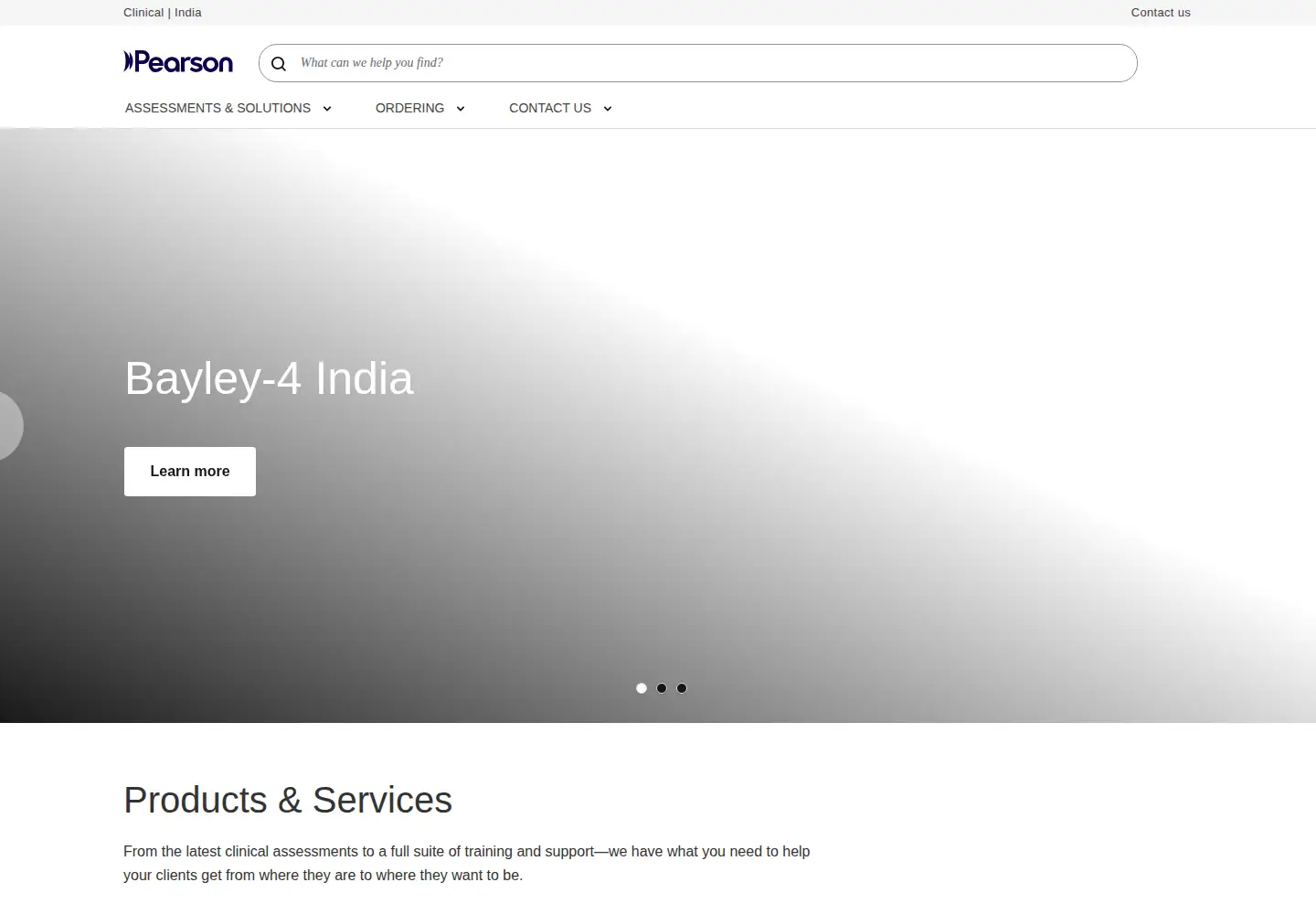Captured homepage of pearsonclinical.in in the current scan
