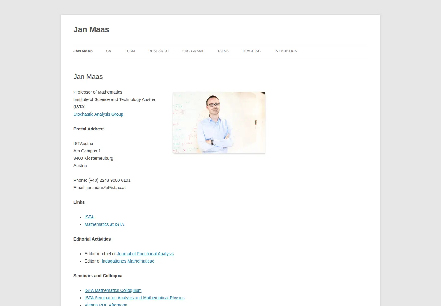 Captured homepage of janmaas.org in the current scan