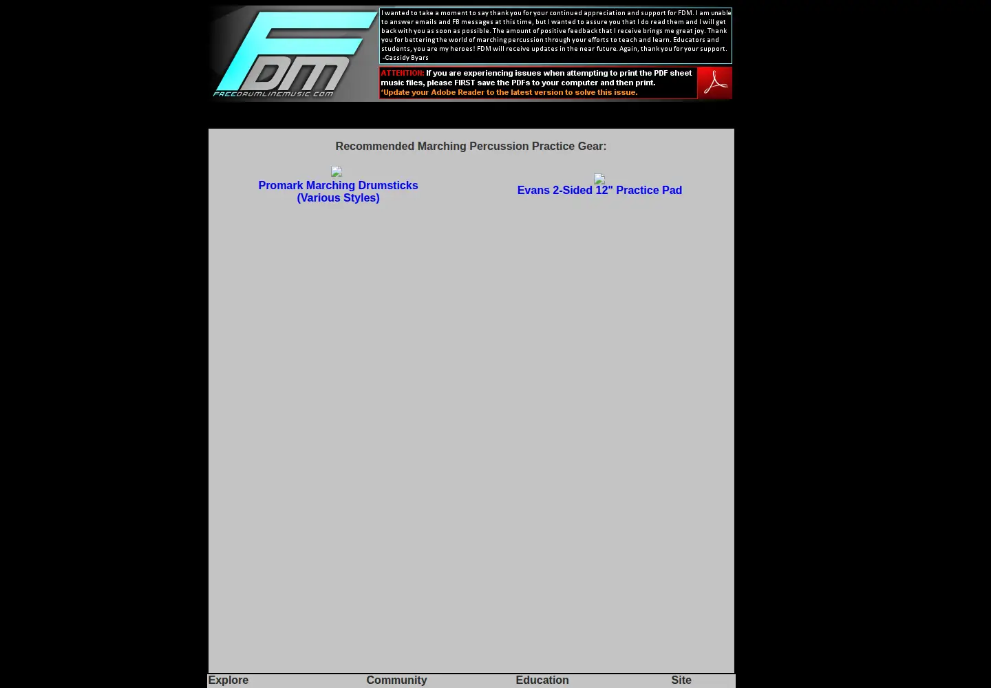 Screenshot of freedrumlinemusic.com
