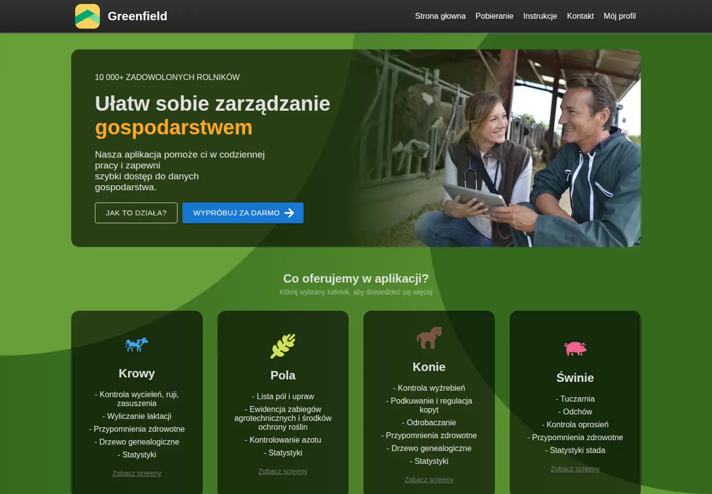 Screenshot of greenfield-app.com