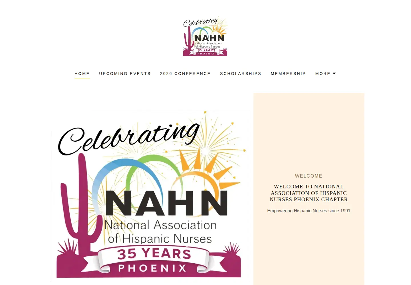 Captured homepage of nahn-phx.org in the current scan