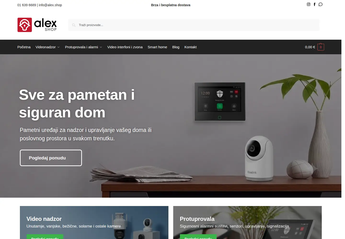 Captured homepage of alex.shop in the current scan