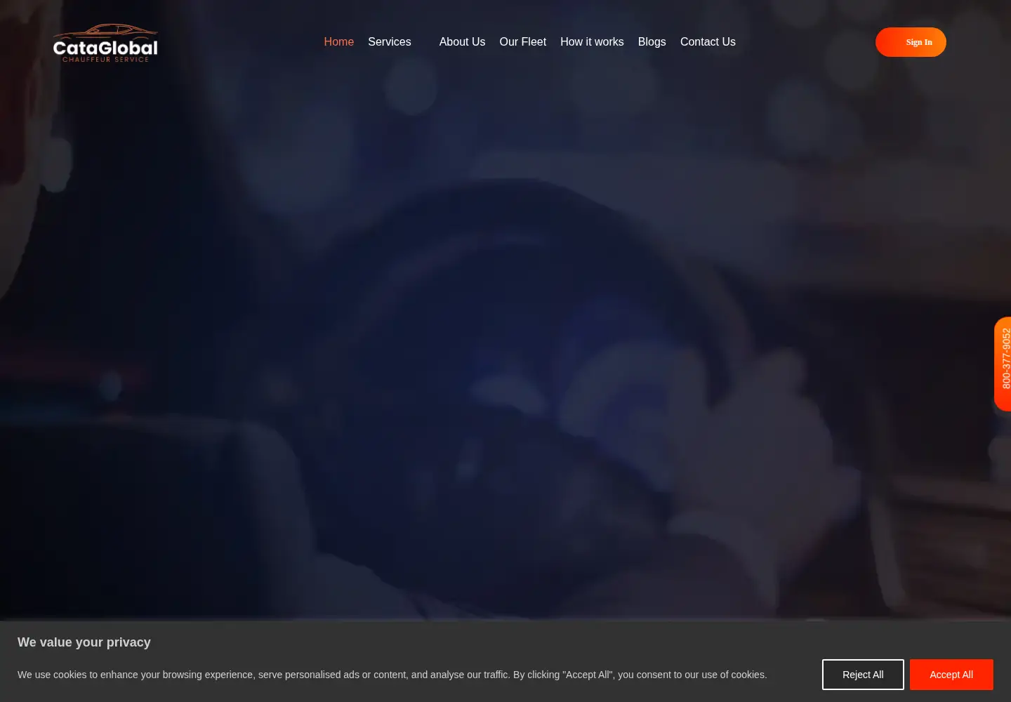 Captured homepage of cataglobalchauffeur.com in the current scan