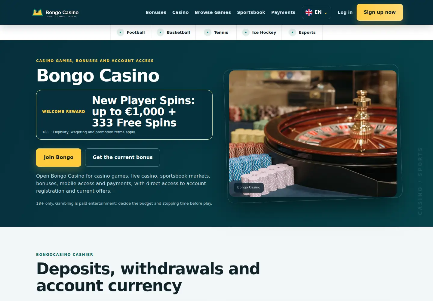 Screenshot of bongocasino.eu