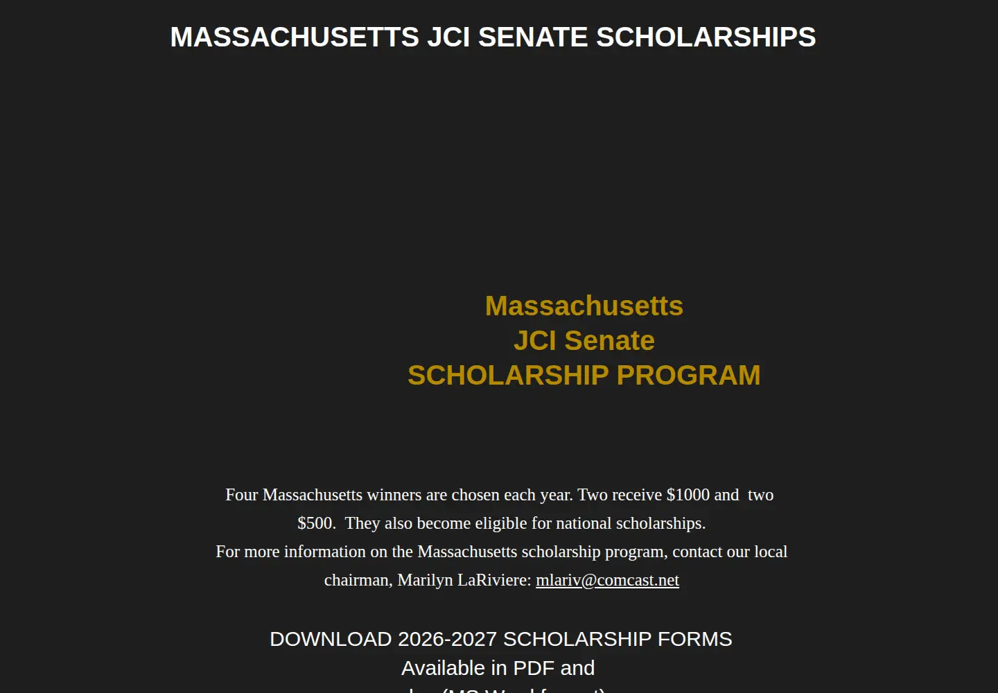 Captured homepage of majcisenate.org in the current scan