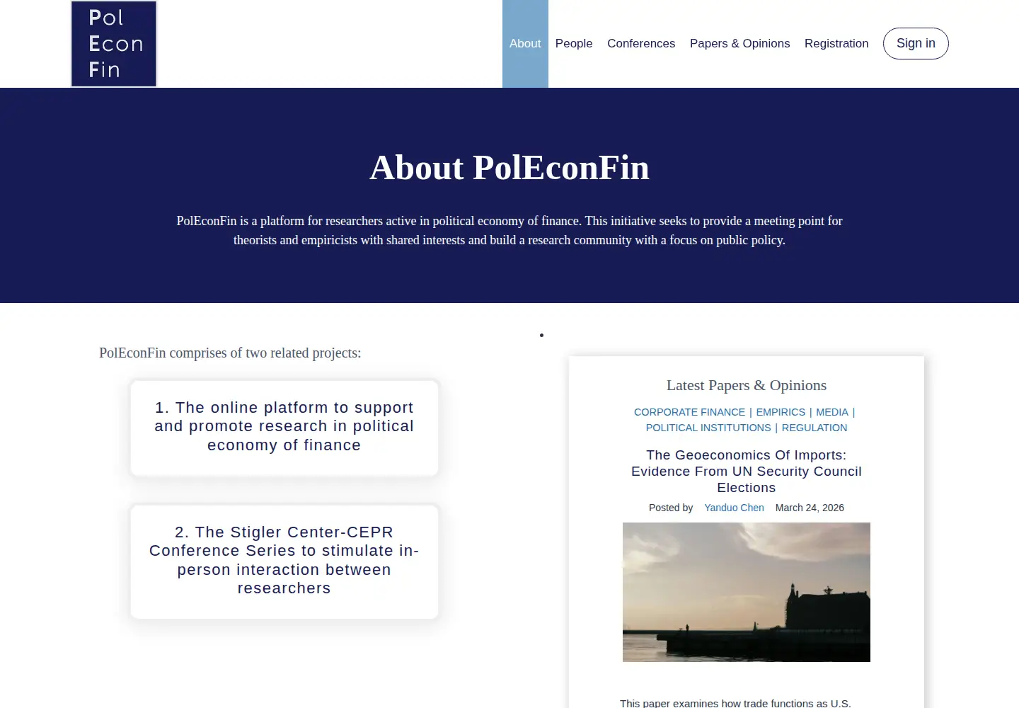 Captured homepage of poleconfin.org in the current scan