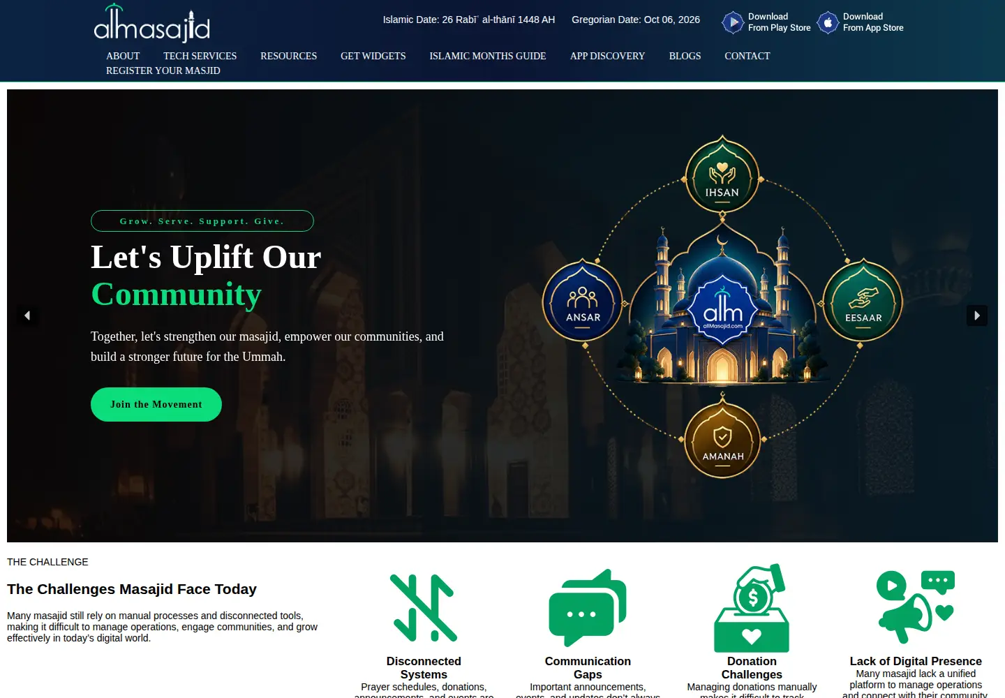 Captured homepage of allmasajid.com in the current scan