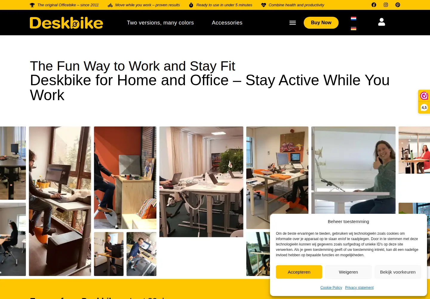 Screenshot of deskbike.com