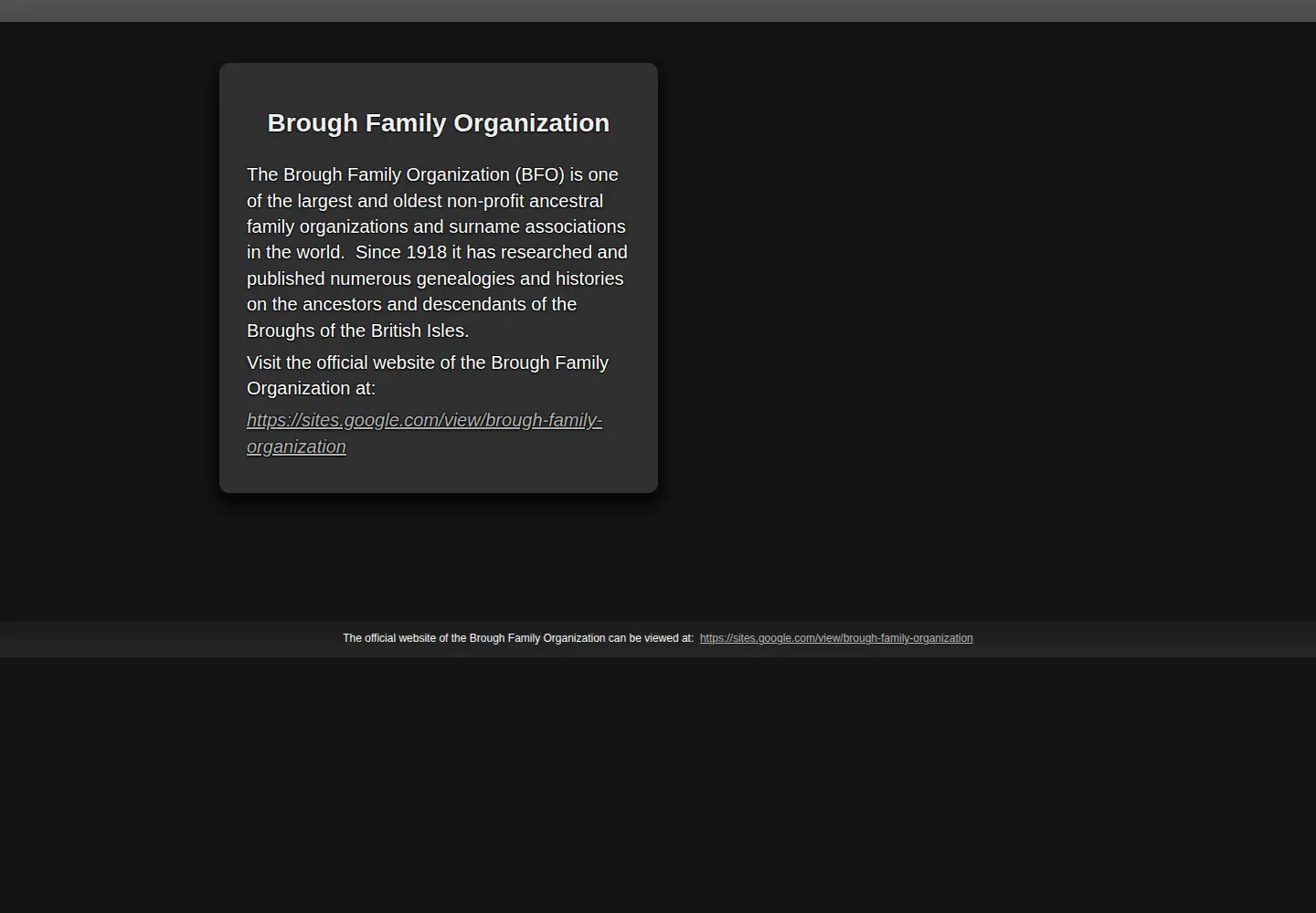 Screenshot of broughfamily.org