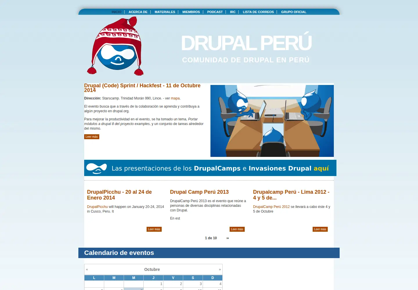 Captured homepage of drupalperu.org in the current scan