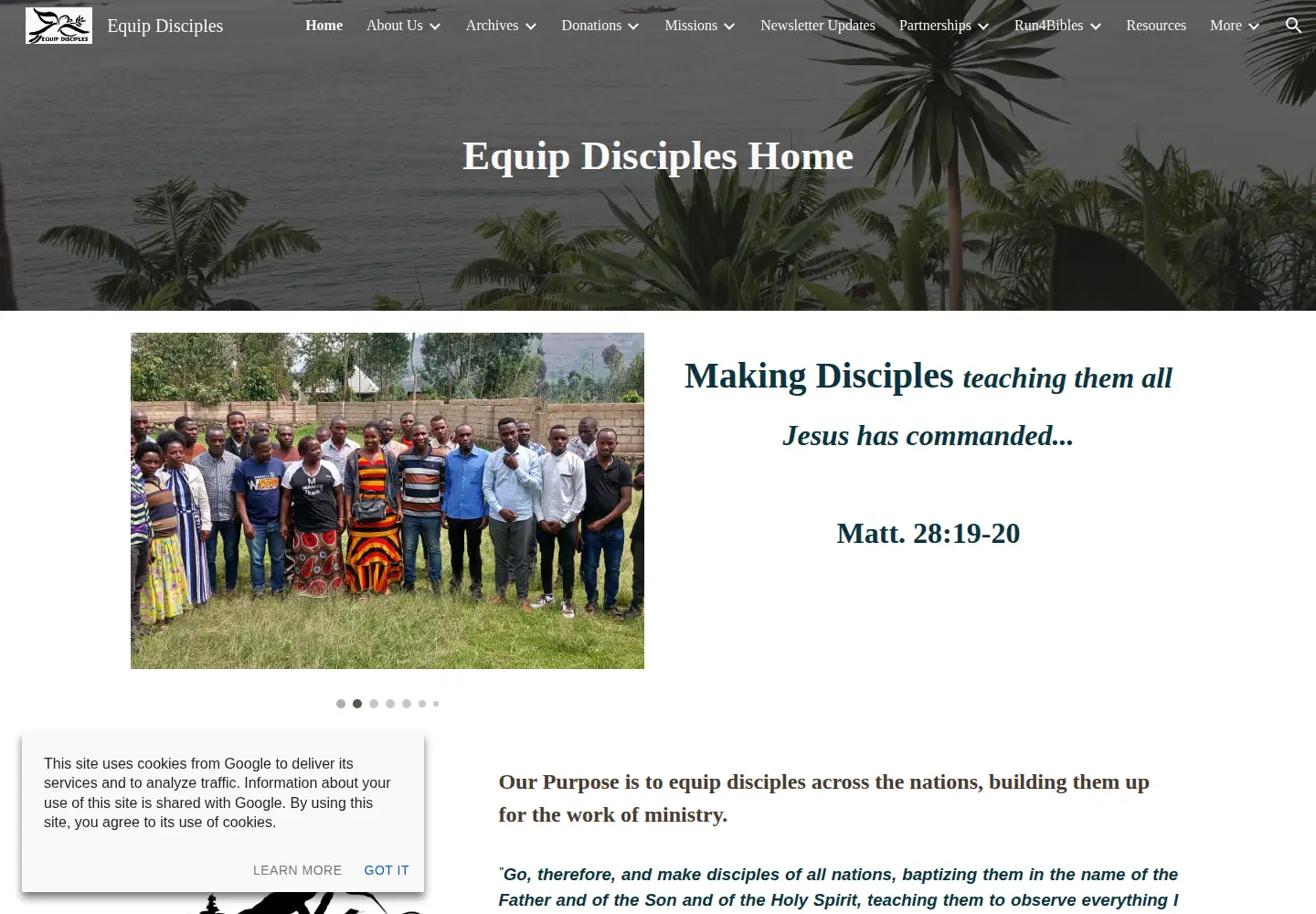 Screenshot of equipdisciples.org