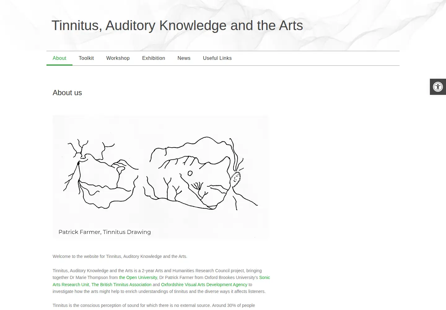 Captured homepage of tinnitusarts.co.uk in the current scan