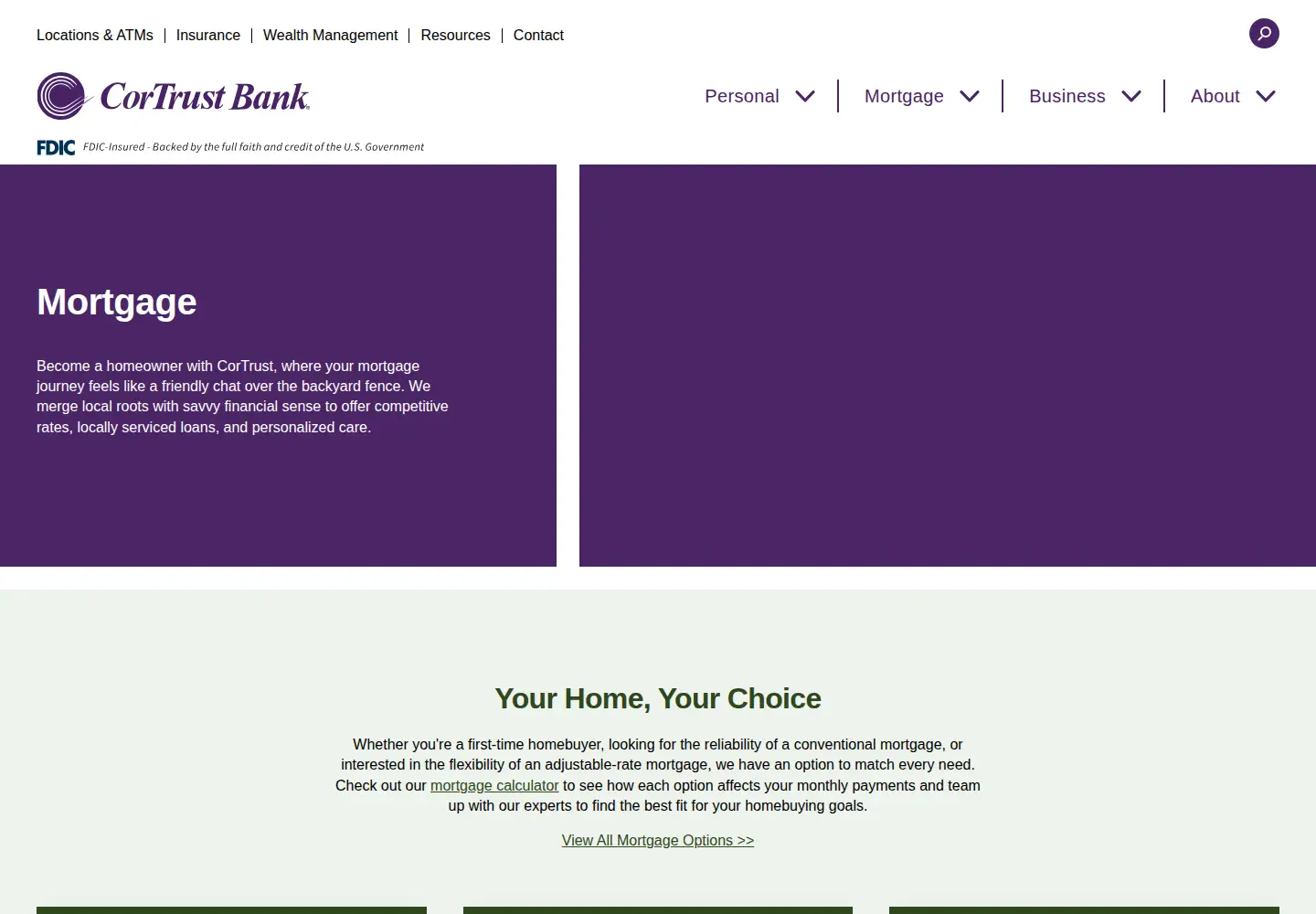Captured homepage of cortrustmortgage.com in the current scan