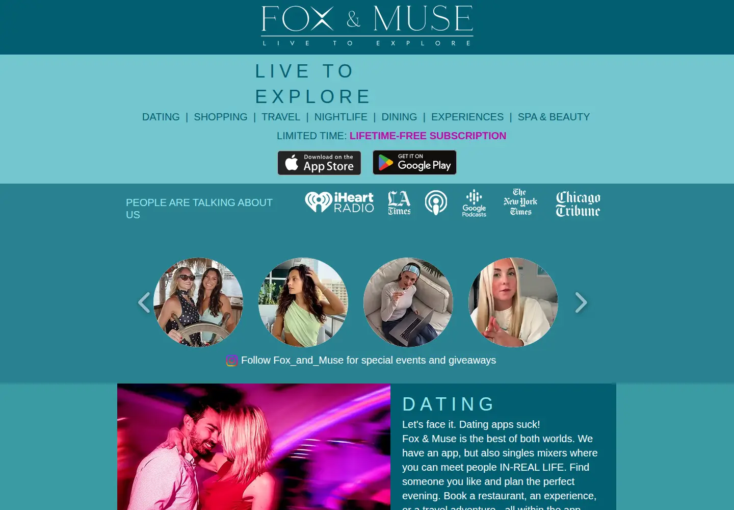 Captured homepage of foxandmuse.com in the current scan