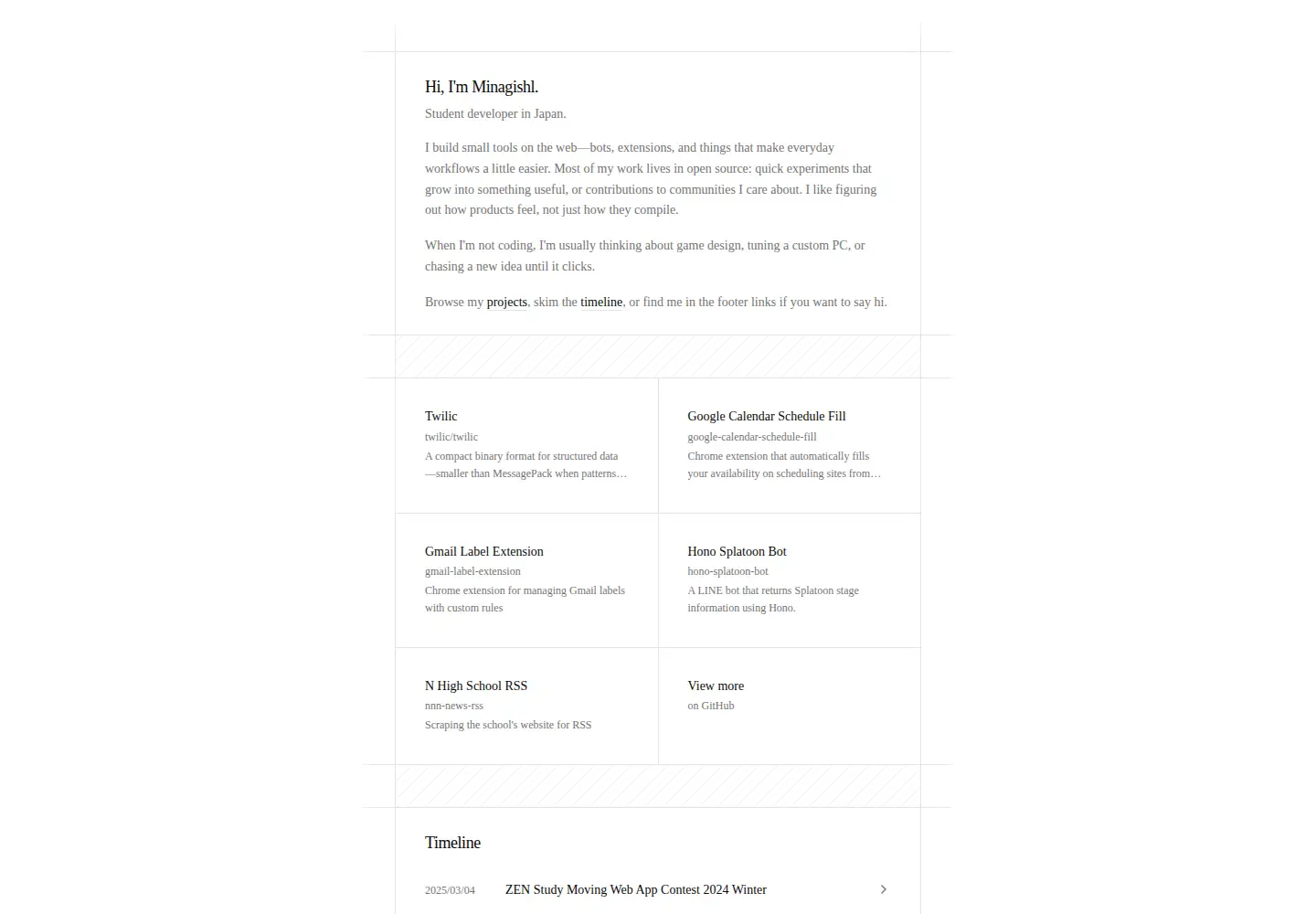 Screenshot of minagishl.com