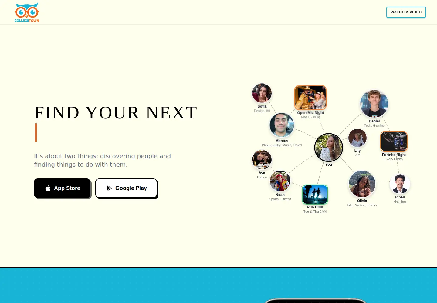 Captured homepage of collegetown.ai in the current scan