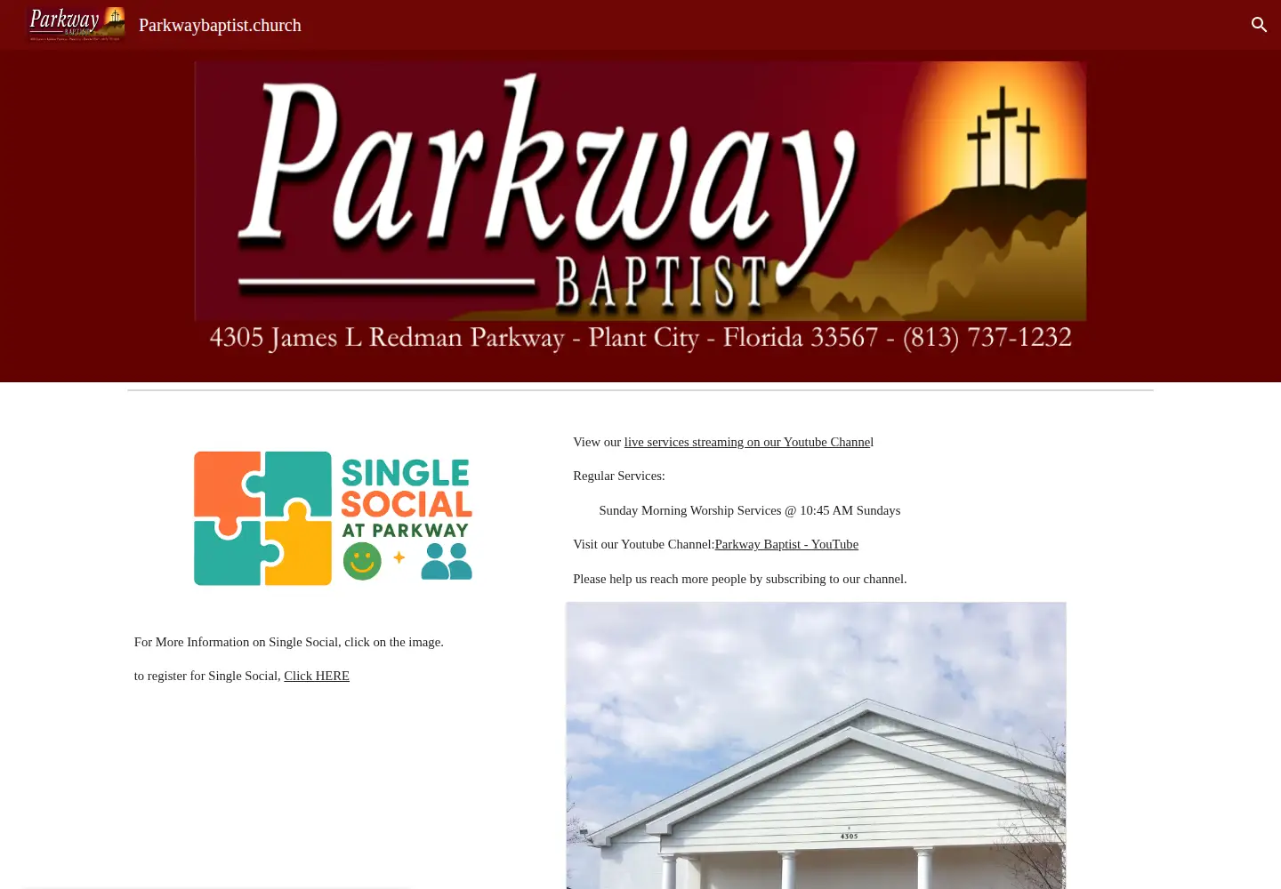 Screenshot of parkwaybaptist.church
