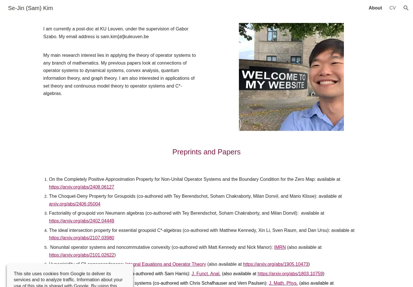 Captured homepage of sejinsamkim.com in the current scan