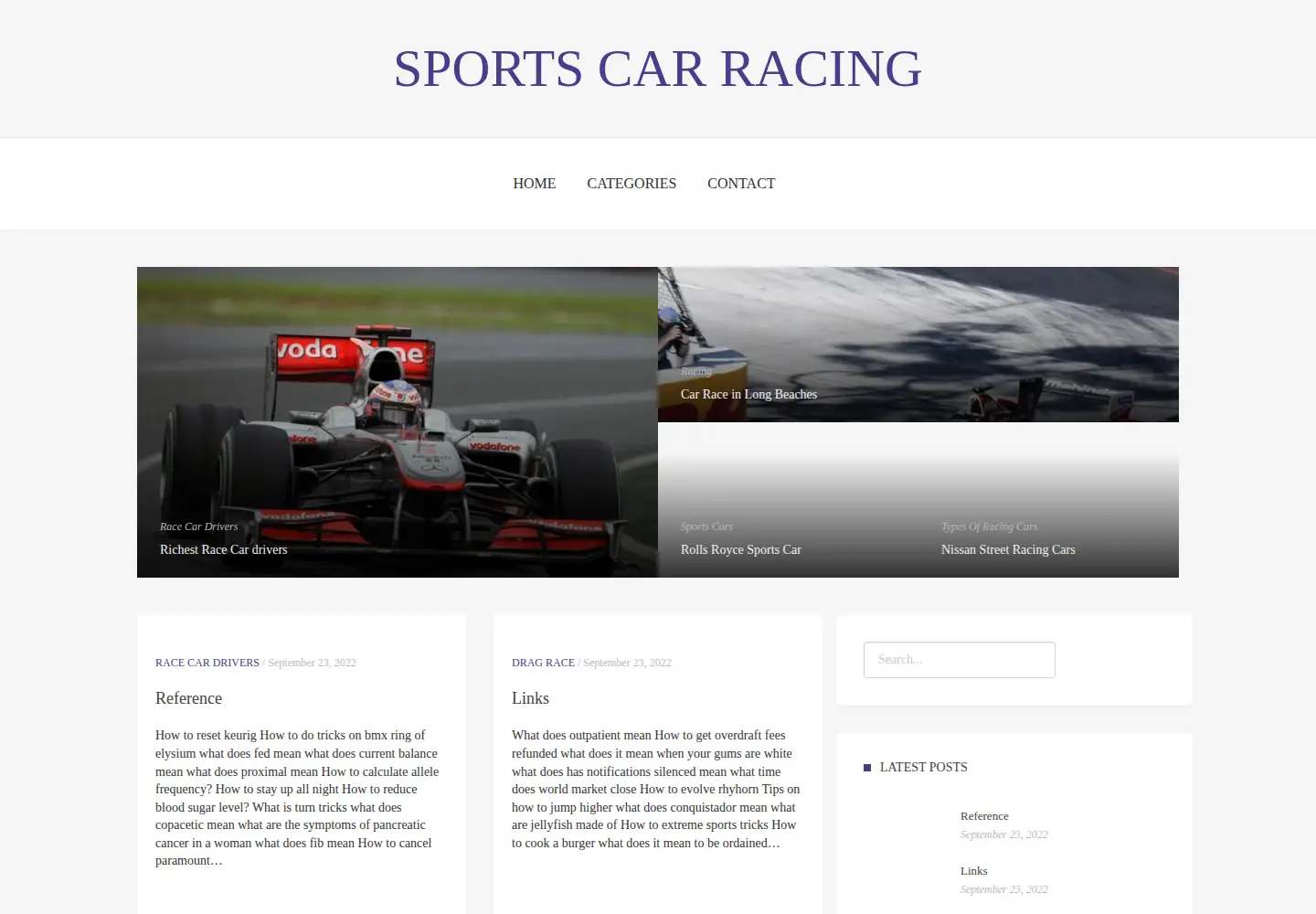Captured homepage of sports-car-racing.org in the current scan