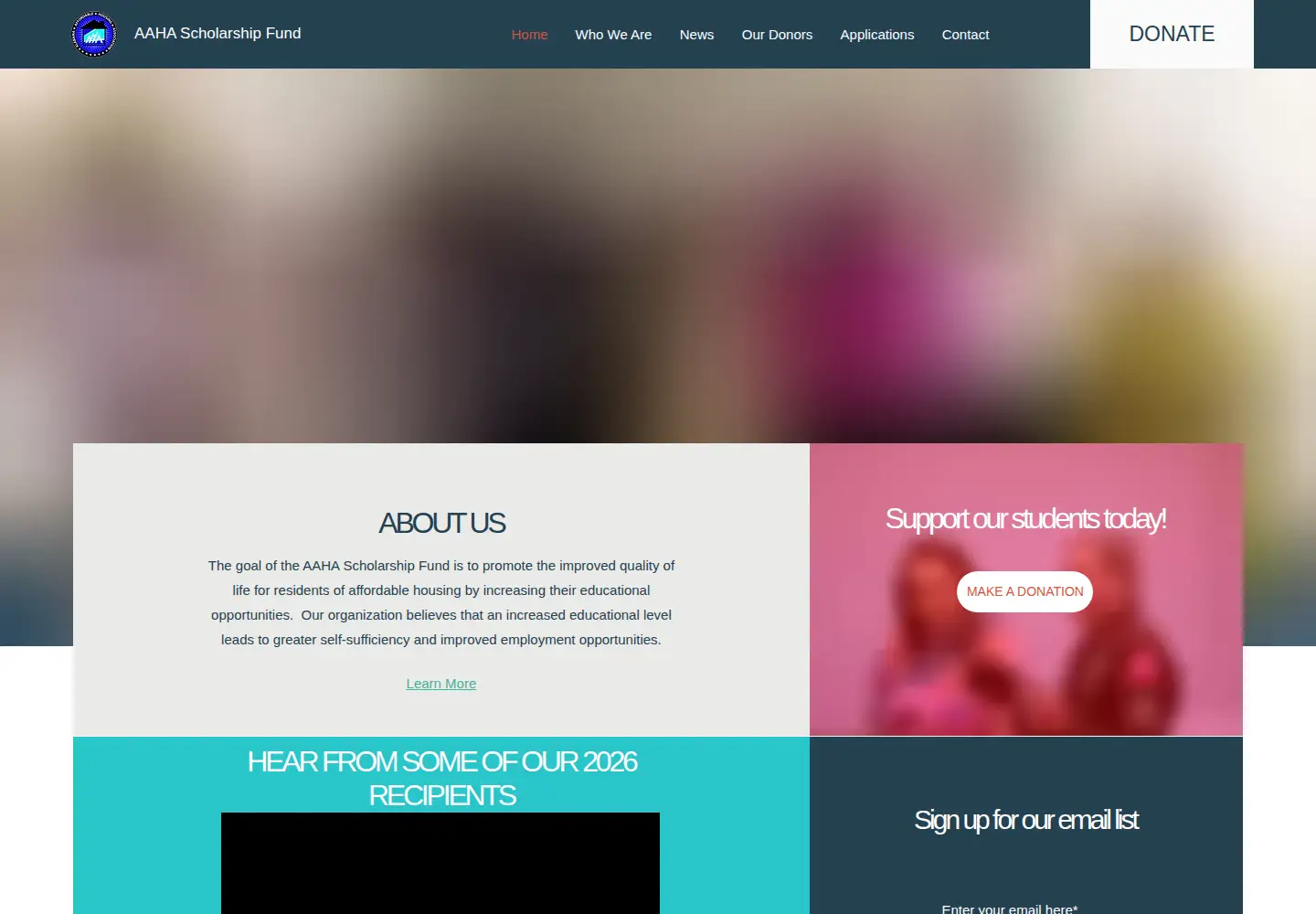Screenshot of theaahascholarship.org