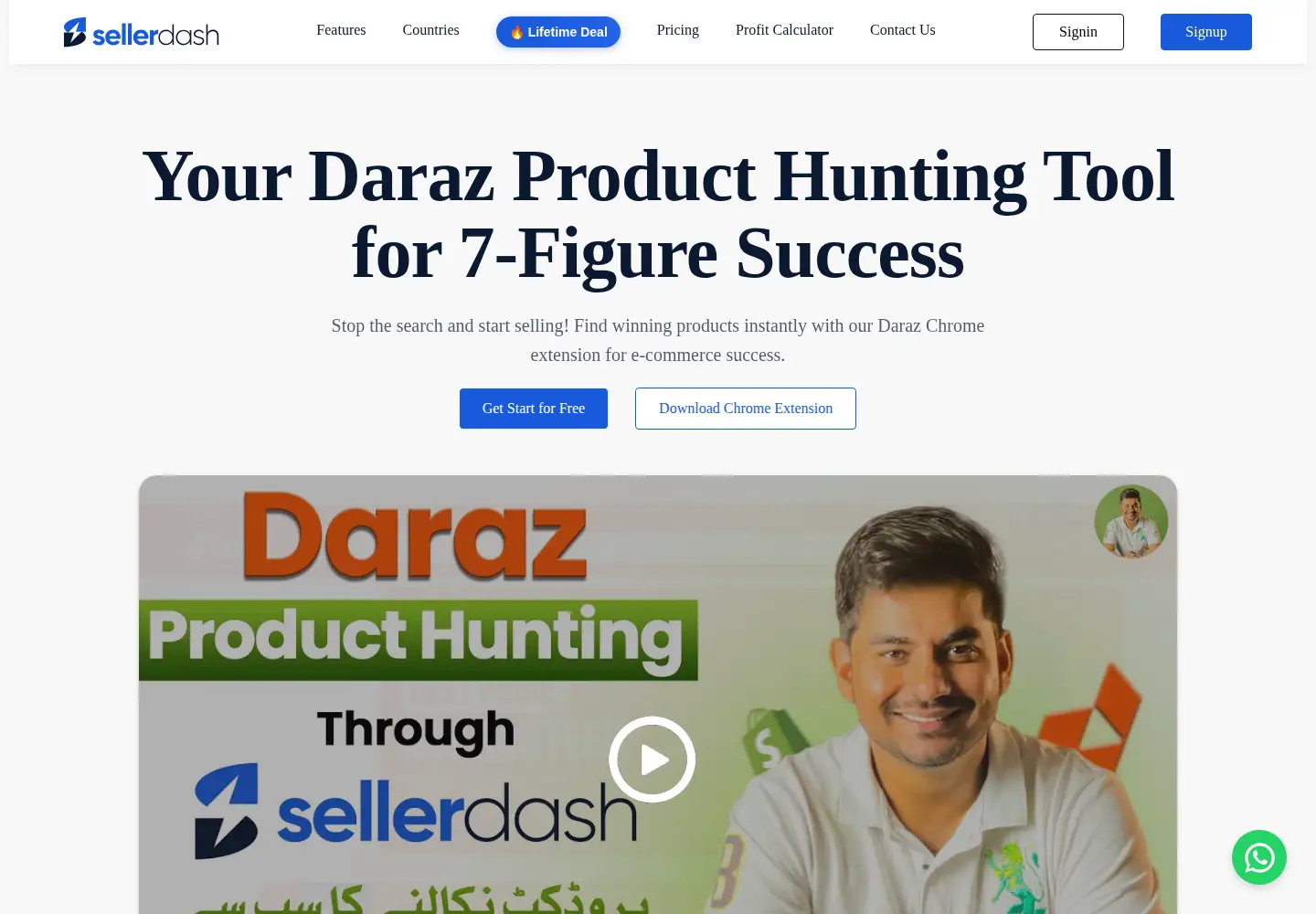 Captured homepage of sellerdash.pk in the current scan