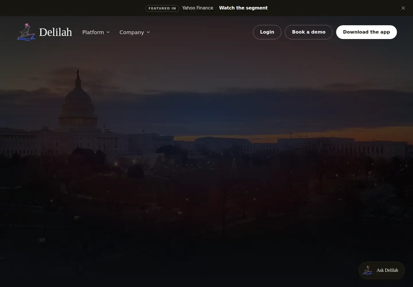 Captured homepage of delilah.tech in the current scan