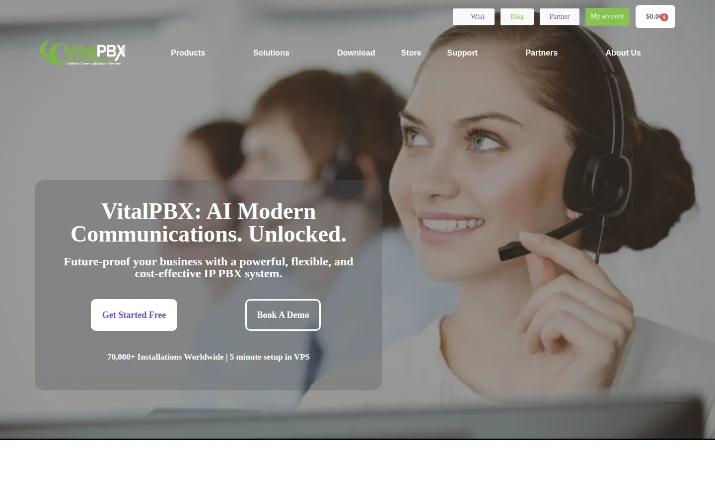 Screenshot of vitalpbx.com
