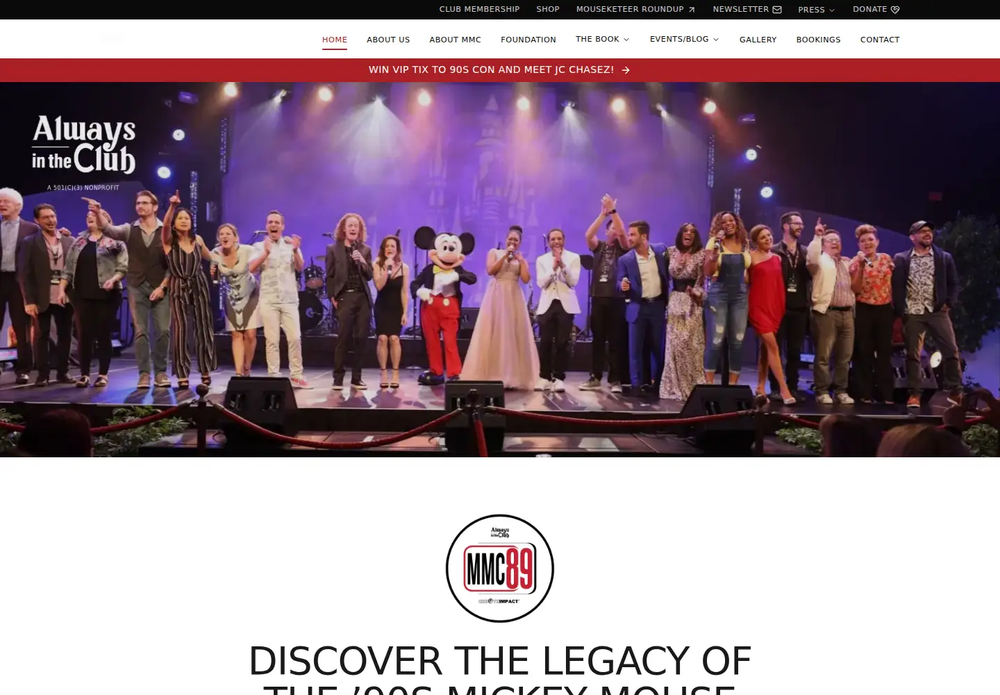 Captured homepage of mickeymouseclubreunion.com in the current scan