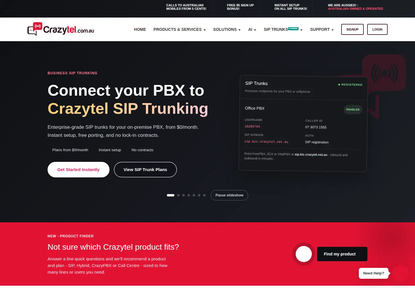 Screenshot of crazytel.com.au