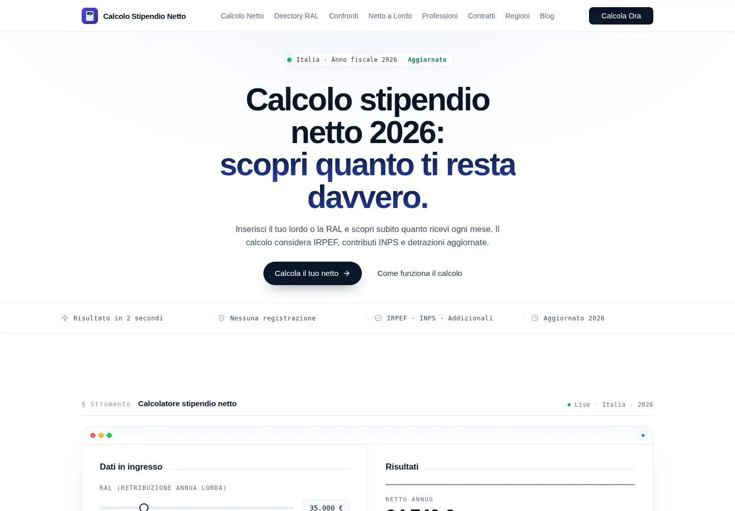 Screenshot of stipendeonetto.it