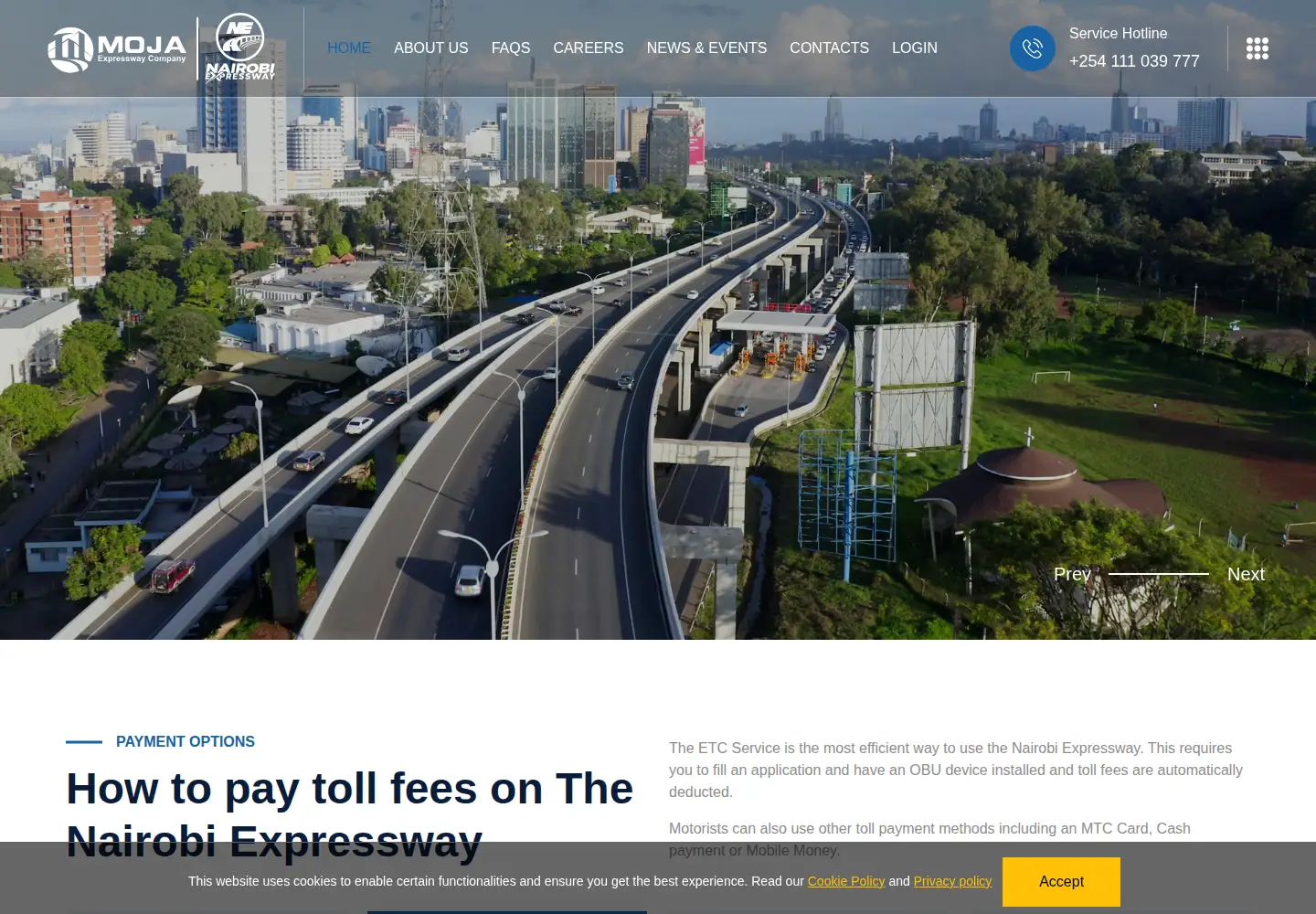 Captured homepage of nairobiexpressway.ke in the current scan