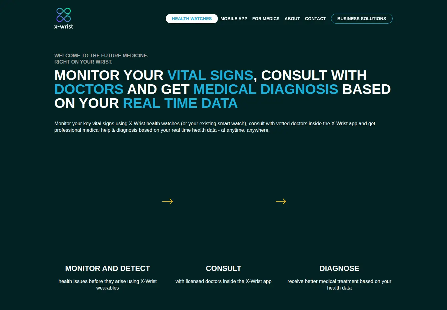 Captured homepage of x-wrist.com in the current scan