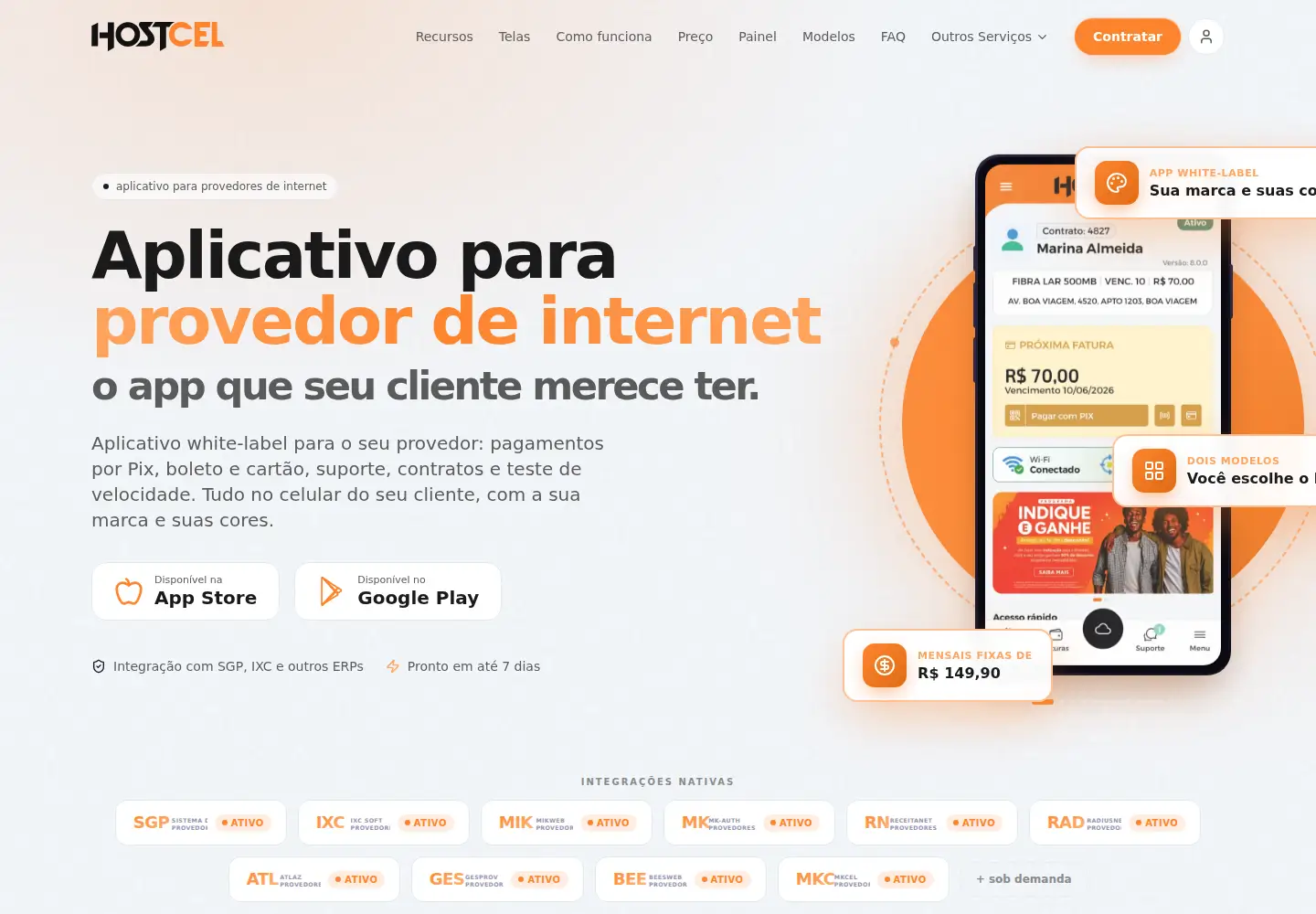 Screenshot of hostcel.com.br