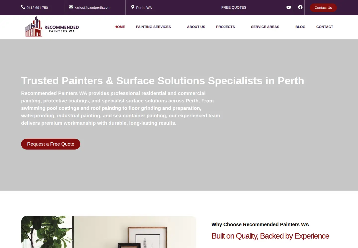 Screenshot of painterperth.com