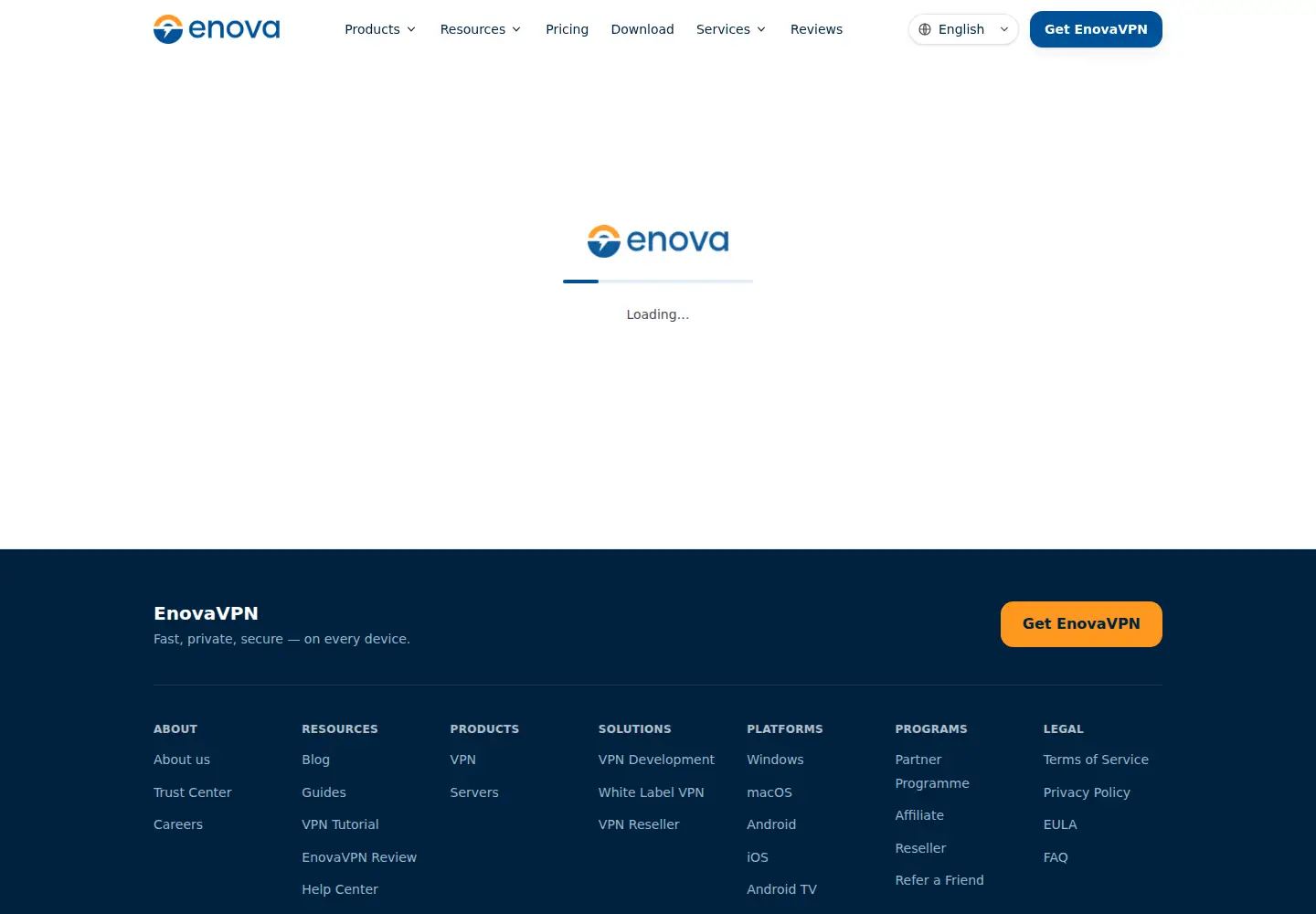 Screenshot of enovavpn.com