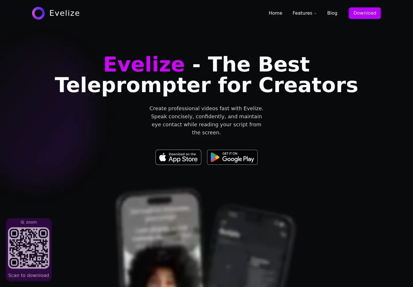 Captured homepage of evelize.com in the current scan
