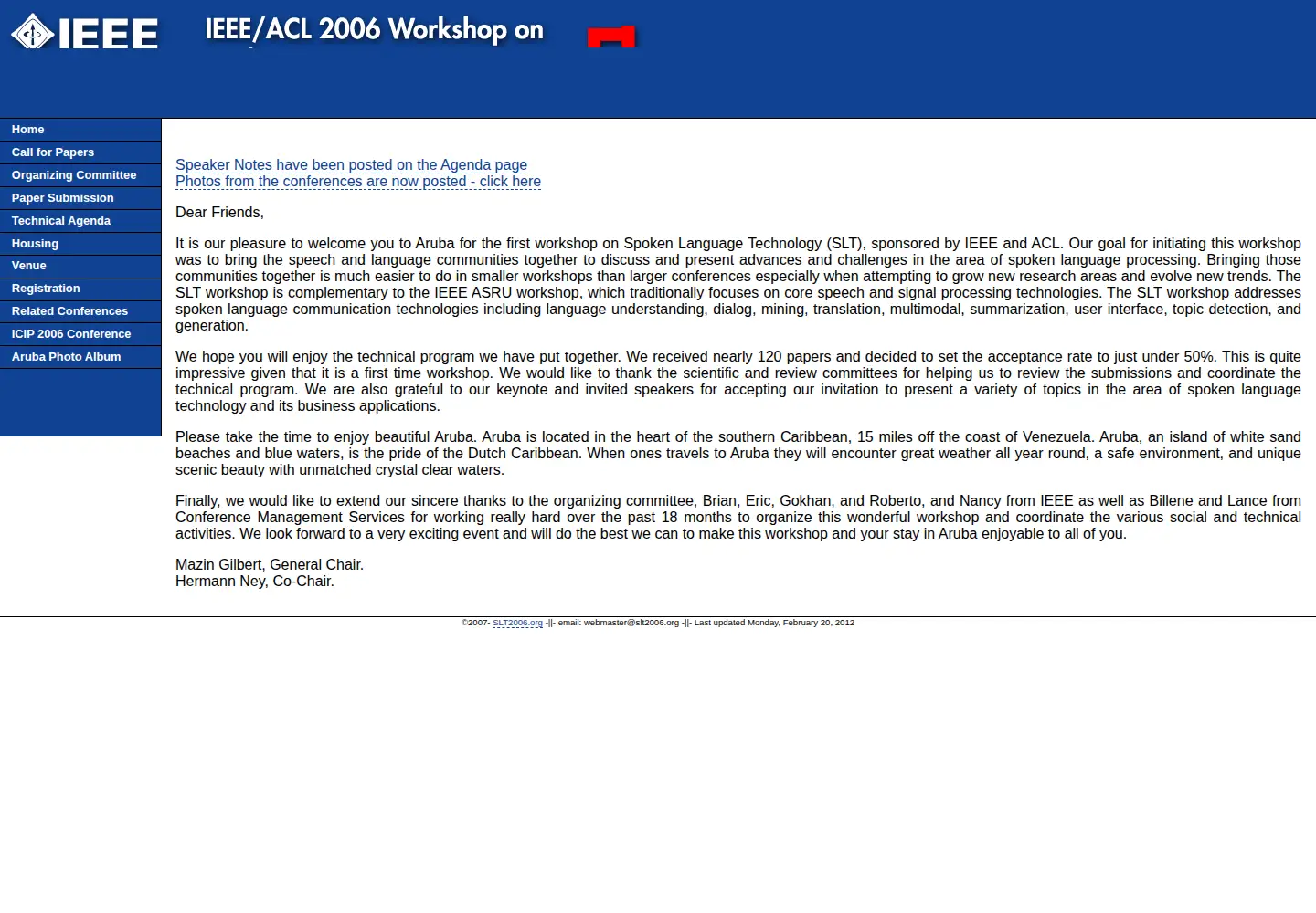 Captured homepage of slt2006.org in the current scan