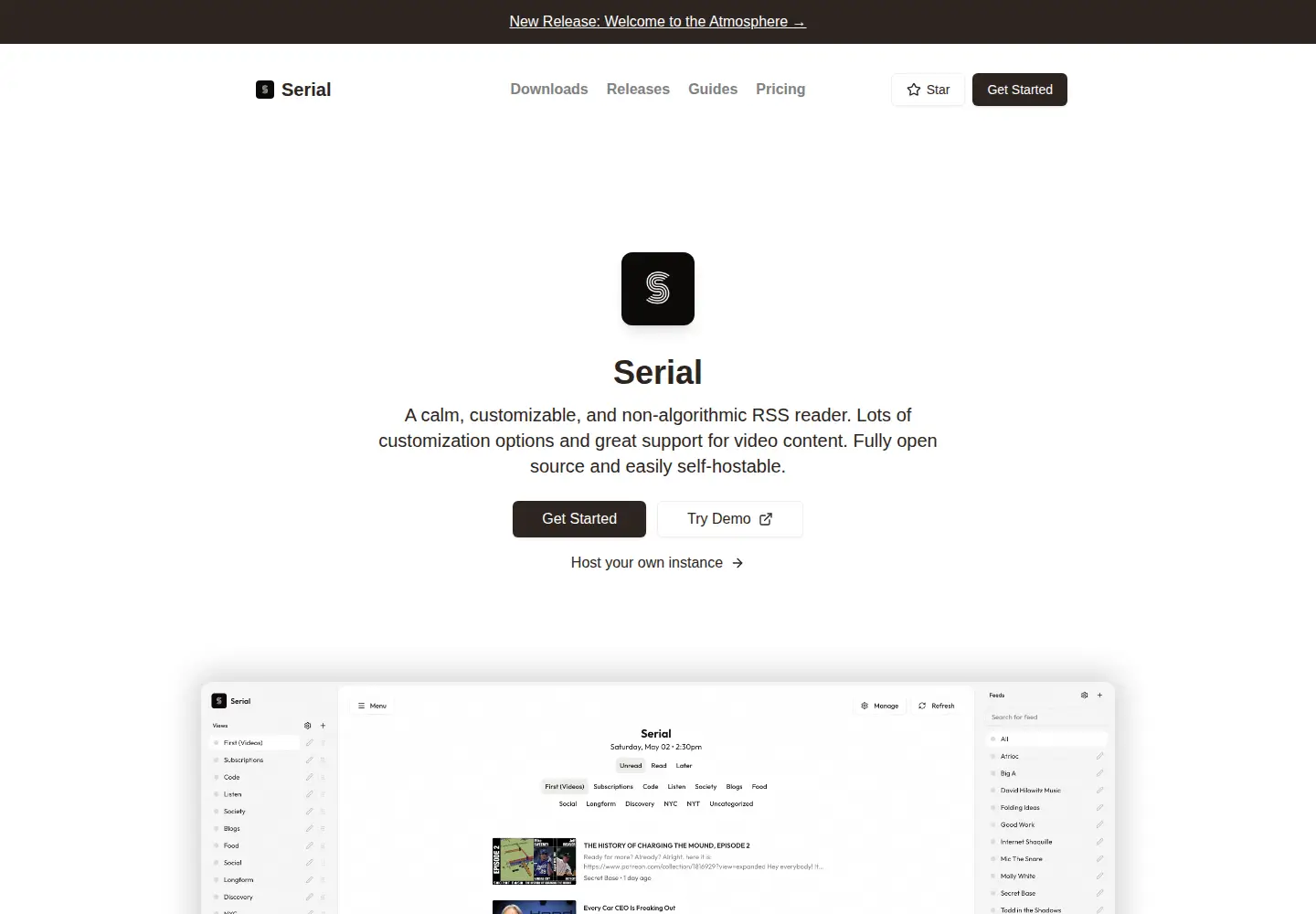 Screenshot of serial.tube