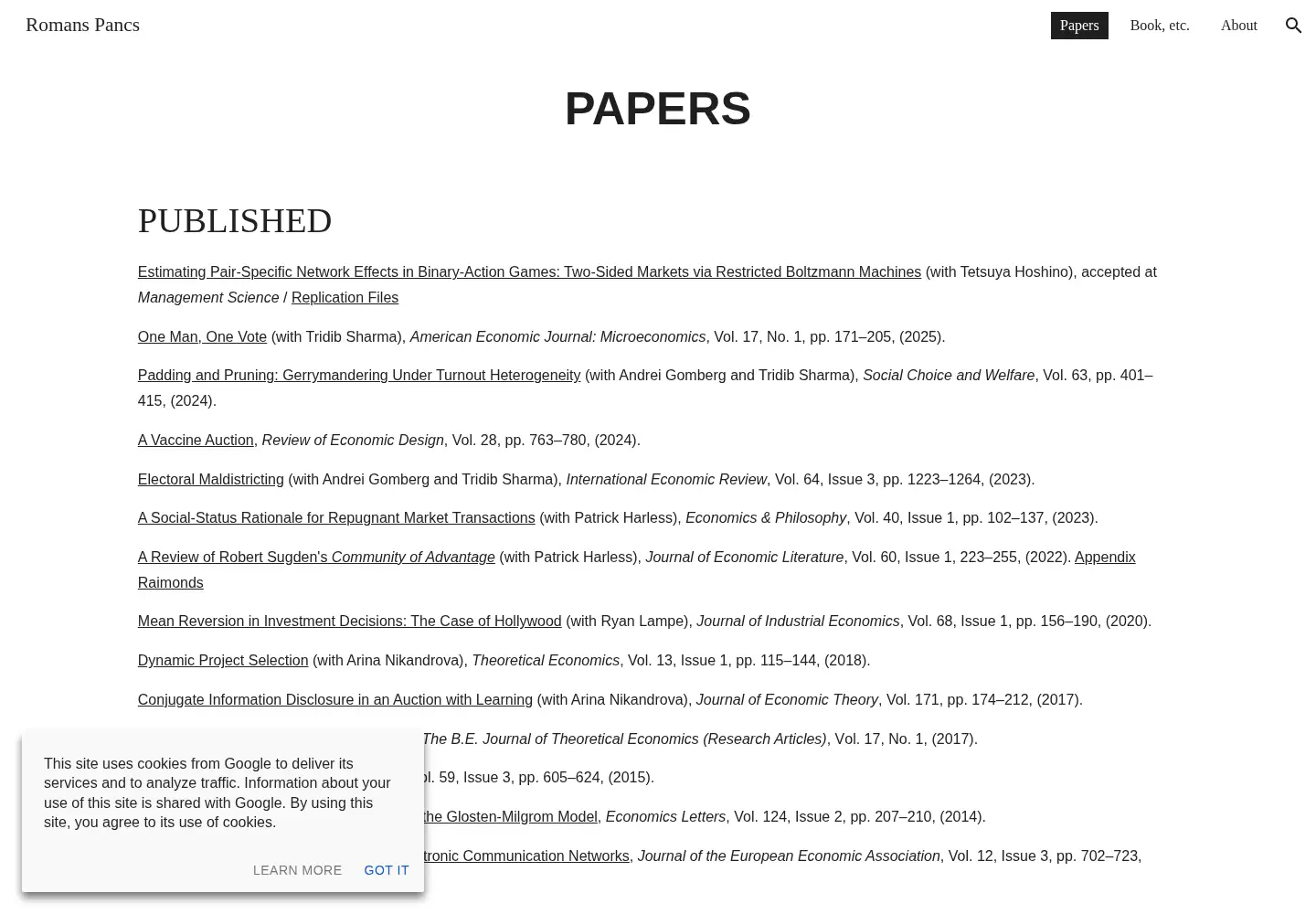 Captured homepage of romanspancs.com in the current scan