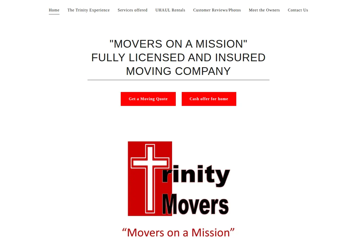 Captured homepage of trinitymovers.org in the current scan