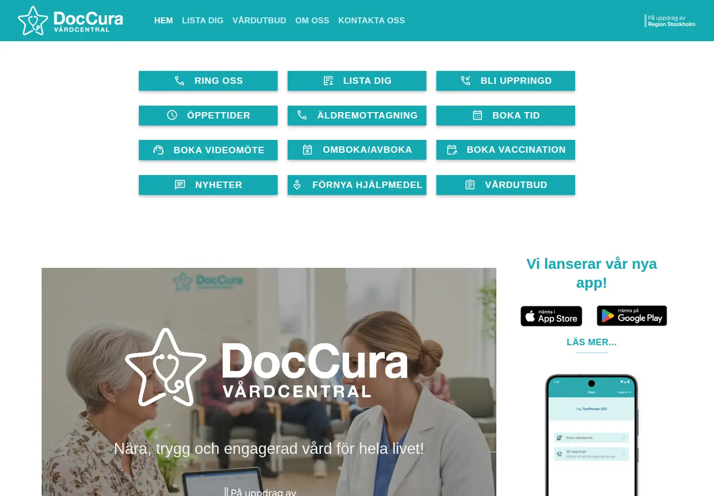 Captured homepage of doccura.se in the current scan