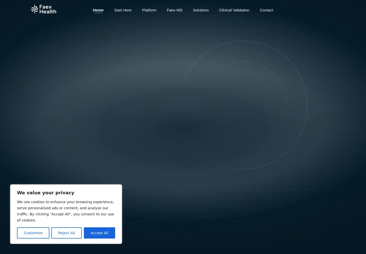 Captured homepage of faexhealth.com in the current scan